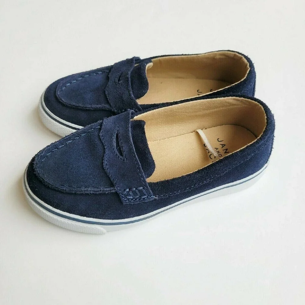Janie & Jack 9 Leather Suede Driving Loafers Blue